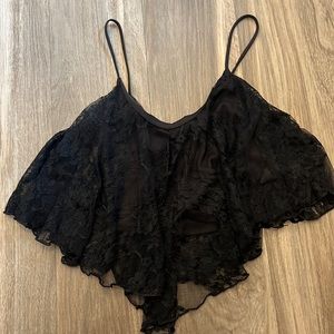 Black lace crop top
